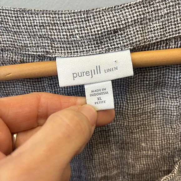 J Jill Purejill XLP Linen Top Loose Weave Boxy Blouse Gauzy - Picture 5 of 12